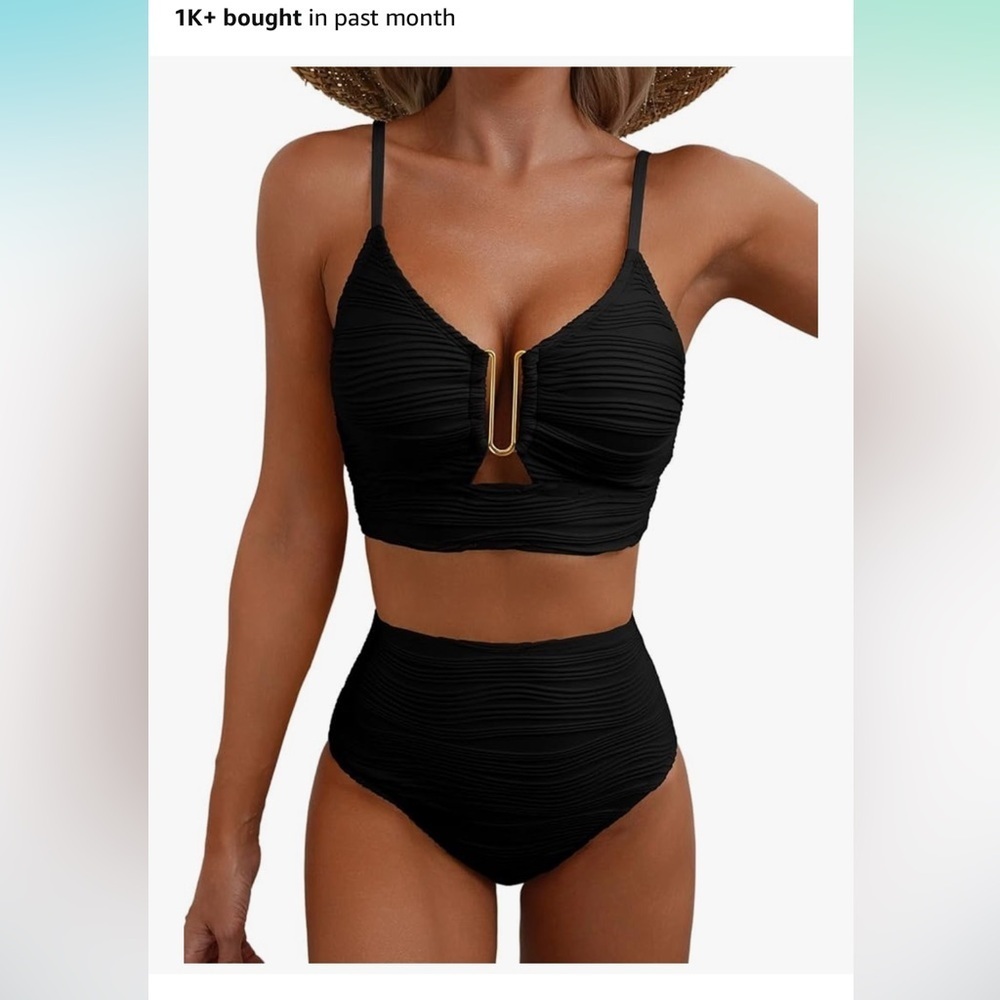 Black Ruched Bikini Set